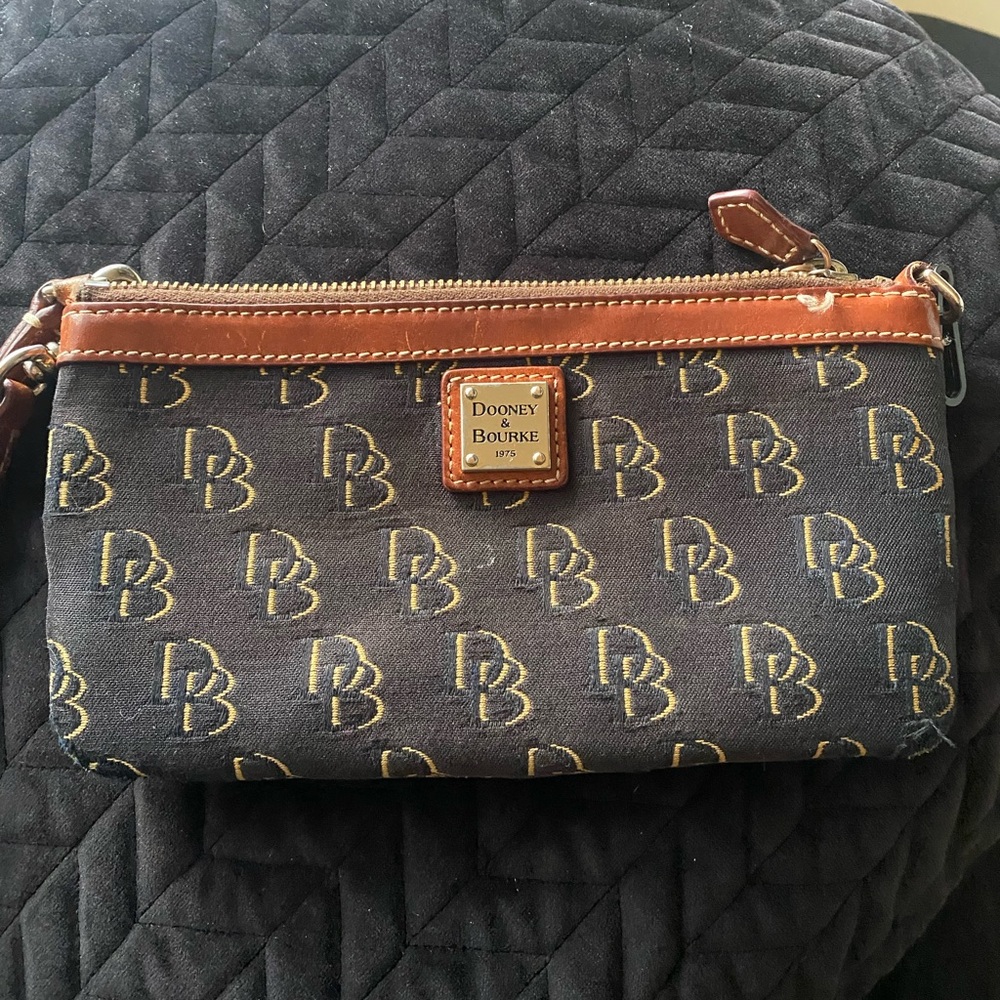 Vintage Dooney & Bourke Monogrammed Wristlet Clutch